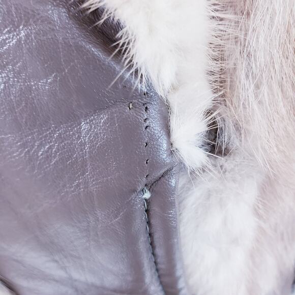 Vintage Tan Mink Leather Trim Coat Mid-Length 1960s Fur Coat - Picture 14 of 15